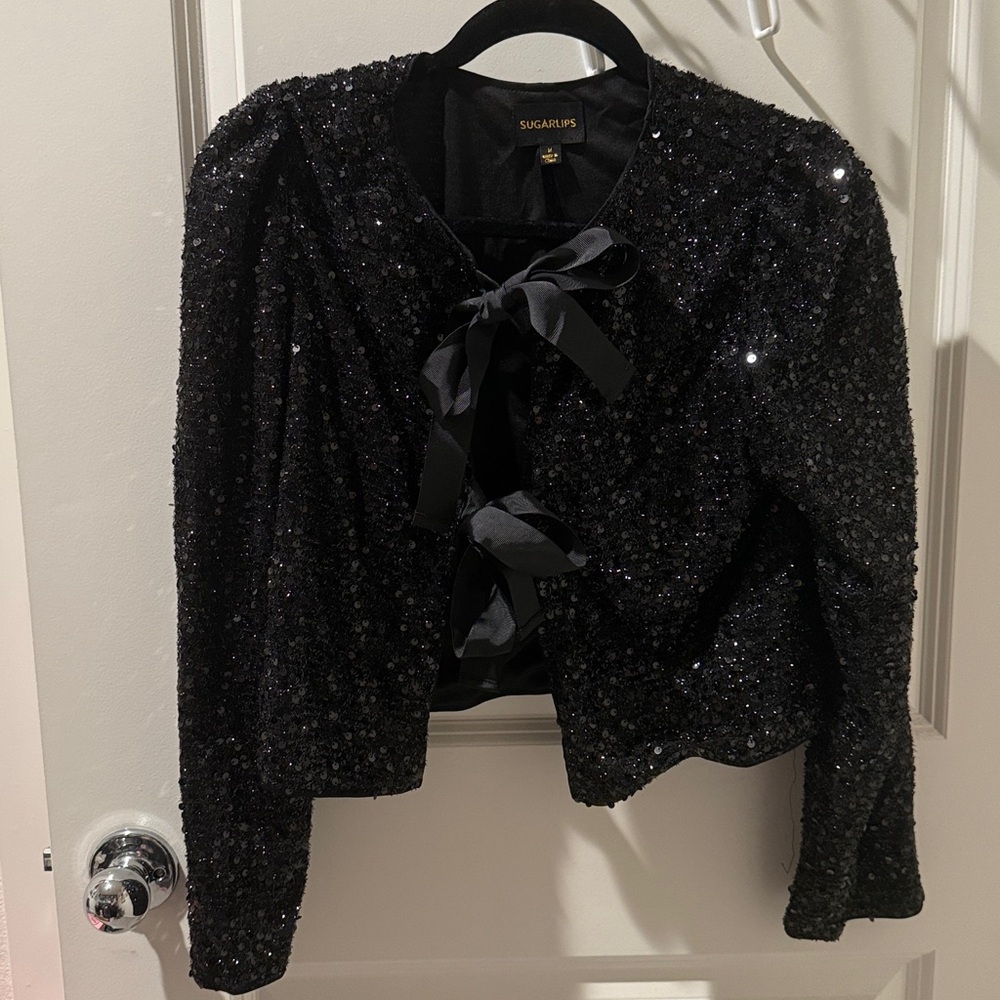 Sugarlips Black Sequin Bow Jacket